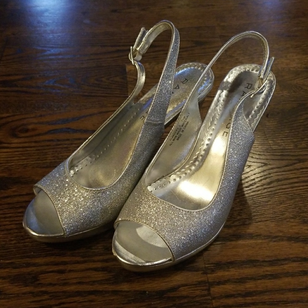 Silver glitter heels